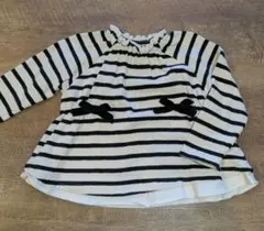白黒ストライプ 長袖カットソー 100cm　プティマイン