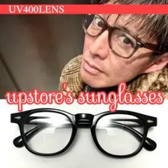 ◆伊達メガネ◆ ウェリントン 黒縁眼鏡 UV400レンズ【ブラック】No.33K