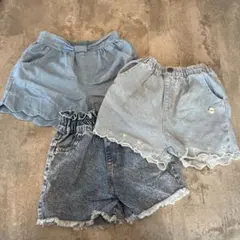 デニム　ショートパンツ 3点セット　futafuta バースデイ　女の子　110