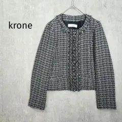 クローネ【11AR】ツイードノーカラージャケット　きれいめ　　a5775