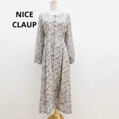 NICE CLAUP ナイスクラップ 花柄 ロング ワンピース ホワイト 白 F