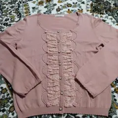 アクシーズファム♥️フリル付きピンク長袖カーディガン