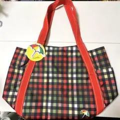 新品☆アーノルドパーマー チェック柄 トートバッグ 赤持ち手 マチありタグ付きのサムネイル