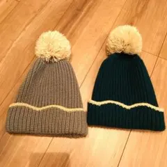 ニット帽2個セット（グレー・緑）