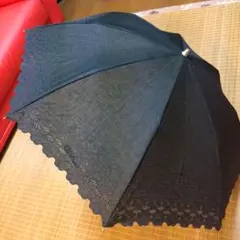 バーバリーBURBERRY 折りたたみ日傘 ブラック レース刺繍のサムネイル