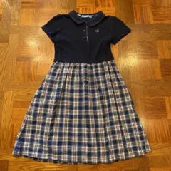 ファミリアワンピース130 紺チェック