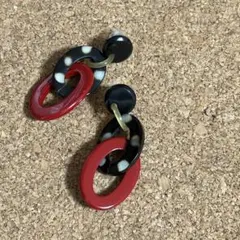 オリジナル❣️ドットオーバル×深赤オーバル　バッファローホーンピアス／イヤリング