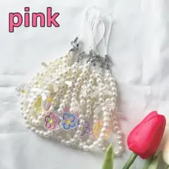 ビーズストラップ ビーズキーホルダー スマホストラップ ストラップ／pink