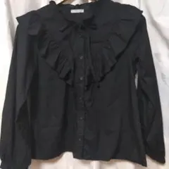 Honeys フリル付き 黒シャツ S　ハニーズ　COLZAのサムネイル