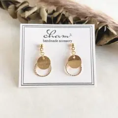 (No.299) ゴールド プレート フープ ハンドメイドピアス イヤリング