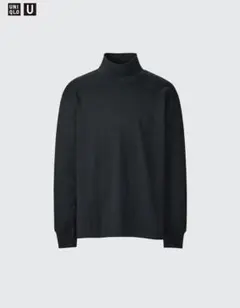 UNIQLO U ブラッシュドモックネックTシャツ Ｍ　ブラック