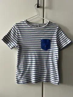 プチバトー 半袖Tシャツ 116 ボーダー ブルー キナリ キッズのサムネイル