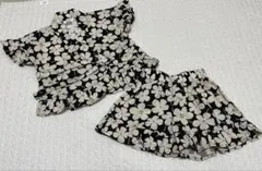 ペアマノン 甚平 ブラックフラワー 90