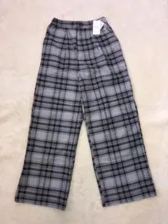 新品Samansa Mos2 チェック柄 ワイドパンツ M