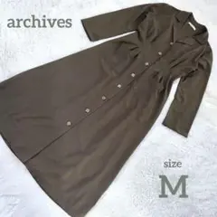 archives アルシーヴ　長袖シャツワンピース　ロングコート　カーキ