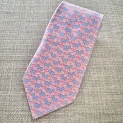 【美品】HERMES エルメス シマウマ柄のネクタイ　ピンク