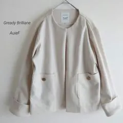 グレディブリリアン AuieF ノーカラージャケット アイボリー ストレッチ M
