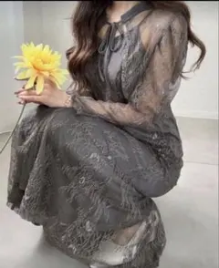 お呼ばれドレスフォーマルオケージョンパーティードレスボレロつきオシャレ刺繍シアー