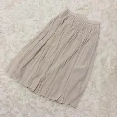 Loungedress プリーツスカート ウエストゴム ミモレ丈 ナチュラルのサムネイル