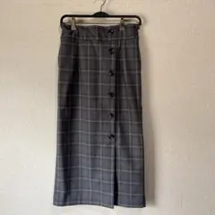 グレー チェック柄 タイトスカート