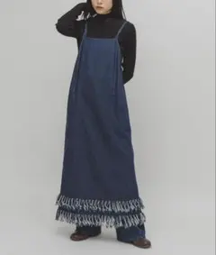 KBF フリンジデニムキャミワンピース