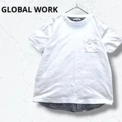 グローバルワーク Tシャツ レイヤード風 ギンガムチェック メンズ ポケットのサムネイル