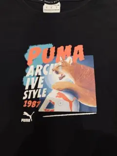 PUMA プリントTシャツ メンズＬ　黒 半袖 美品