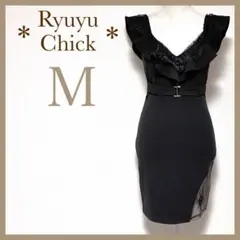 リューユチック スリットレースオフショルダーワンカラー キャバドレス レース