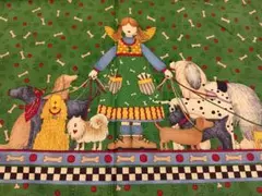 ワンちゃんのクリスマス柄☆USAコットンボーダー柄プリント地