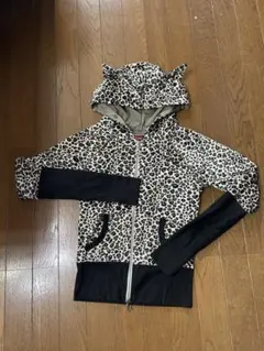 JSG 猫耳ヒョウ柄パーカー Y2K 平成GAL ギャル 益若つばさ Wジップ
