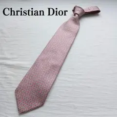 クリスチャンディオール ネクタイ ピンク系 幾何学 小紋 シルク製【n4447】