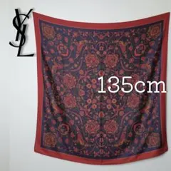 極美品✨大判135cm　YSL スカーフ/ショール ウールシルク混 ペイズリー
