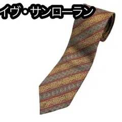 【美品】サンローラン　ネクタイ シルク総柄 イタリア製 クラシック ヴィンテージ