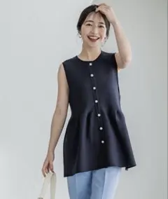 【新品】coca スポンディッシュ ペプラムベスト レディース パール ネイビー