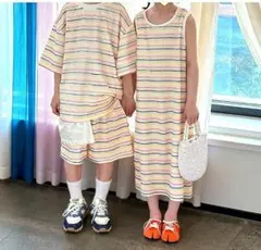 新品未使用*ネオンストライプ Tシャツ ショートパンツ セットのサムネイル