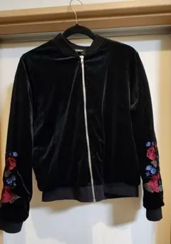 Doublefocus ベルベットジャケット L　ベロア　花刺繍
