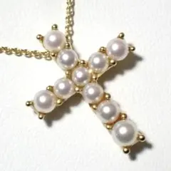 ミキモト MIKIMOTO K18 あこや真珠 ベビーパール クロスネックレスのサムネイル