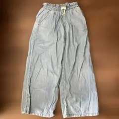 GU GIRLSライトデニムプルオンワイドパンツ