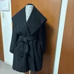 フード付き ウールコート ブラック　M