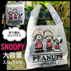 スヌーピー＆チャーリー新品エコバッグ　 トートバックショルダーバックグレー