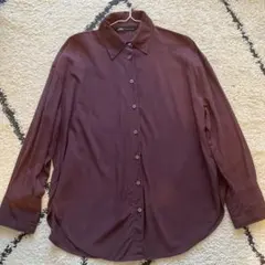 ZARA バーガンディ オーバーサイズ ボタンアップシャツ