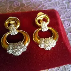 金色イヤリング スワロスキー ヴィンテージ