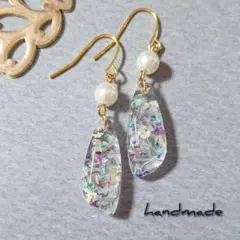 ≪309 パールターコイズ≫ハンドメイドレジンピアス 400円 - メルカリ