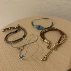 ターコイズ石付きカジュアルブレスレットセット