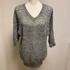 IN ムラ糸Vネックニット ドルマンスリーブ M グレー系