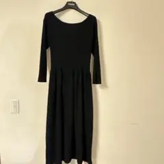 ブラックの七分袖ニットドレス Mサイズ