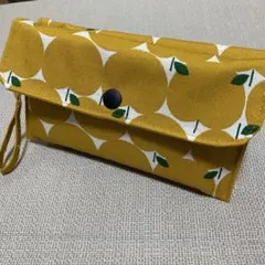 ☆☆ツインポーチ黄色系りんご柄☆ハンドメイド