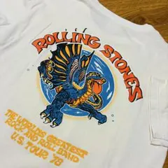 90sRollingStonesバンドTシャツanvil白ホワイトMドラゴン龍竜