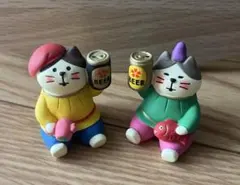 猫のキャラクター置物2体セット　デコレ　コンコンブル　乾杯えびす猫＆乾杯大黒猫のサムネイル