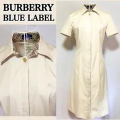 美品 バーバリー ブルーレーベル ワンピース 半袖 シャツワンピース ホース刺繍